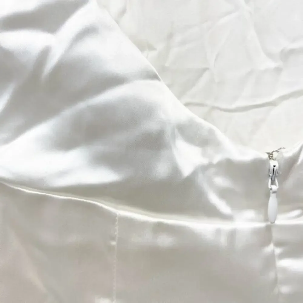 Lulus‎ Women's Luxe Destiny White Satin Backless Halter Mermaid Maxi Dress XL